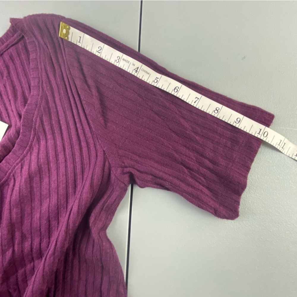 NWT LOFT burgundy wine ribbed short sleeve fall dress wms sz medium - Picture 9 of 13